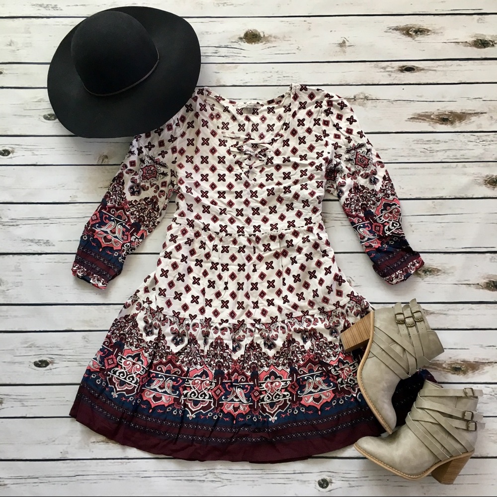 NWT Tunic Dress in Burgundy Print